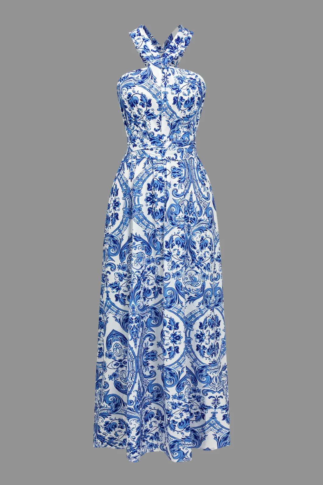Baroque Print Cross Cut Out Maxi Dress>MICAS Best