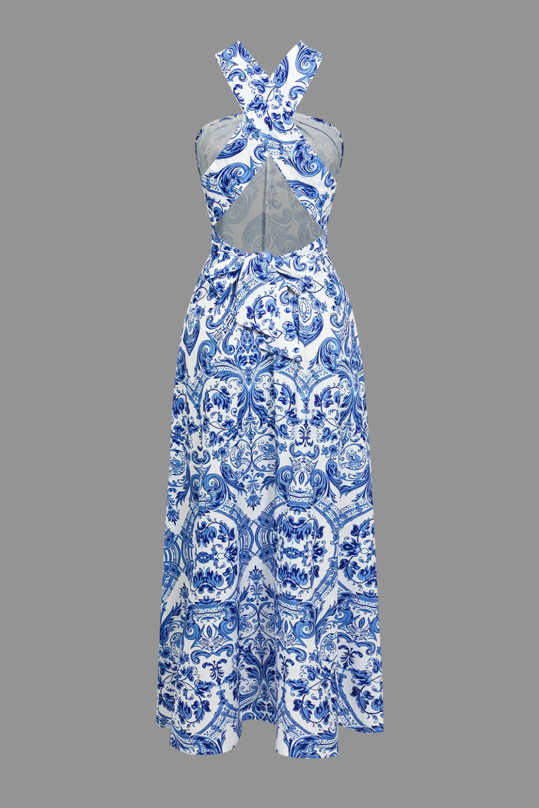 Baroque Print Cross Cut Out Maxi Dress>MICAS Best