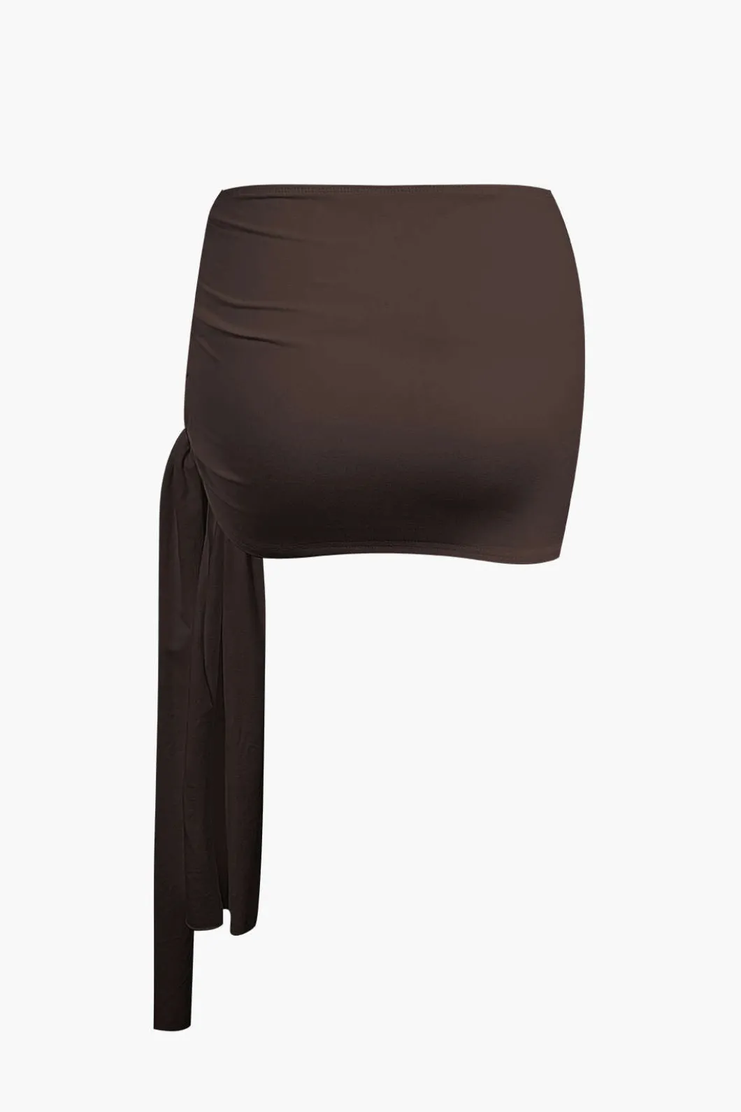 Basic Asymmetrical Ruched Crop Top And Tie Mini Skirt Set>MICAS Hot