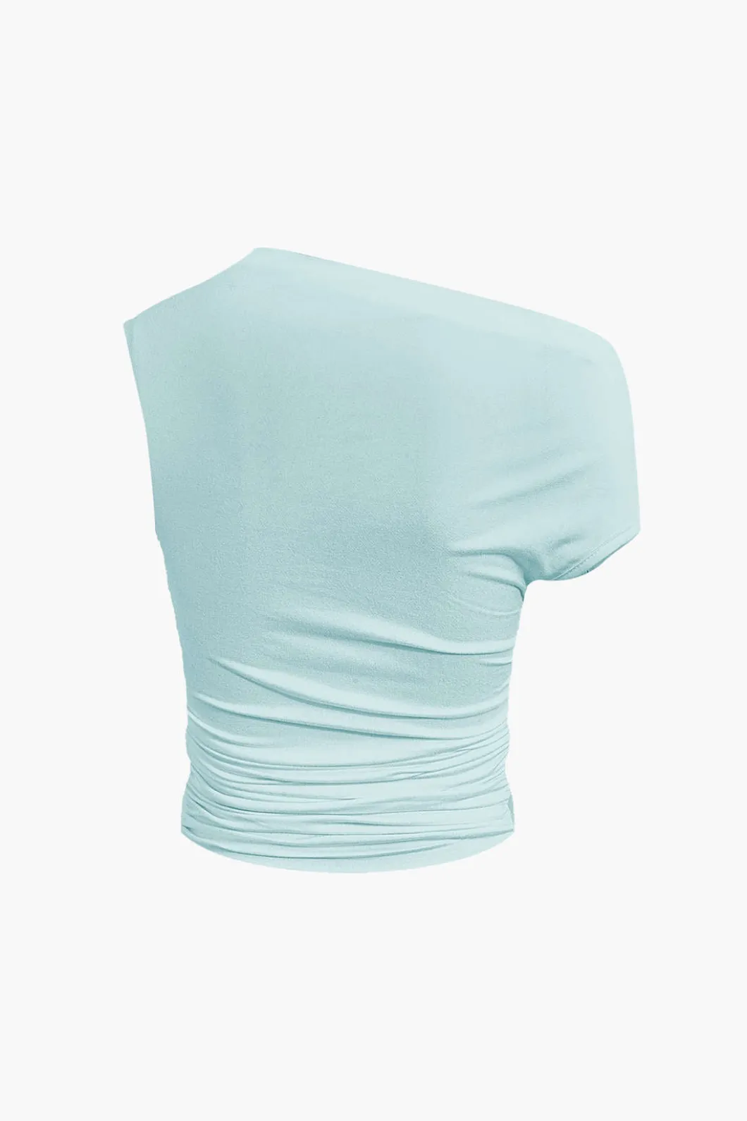 Basic Asymmetrical Ruched Crop Top And Tie Mini Skirt Set>MICAS Hot