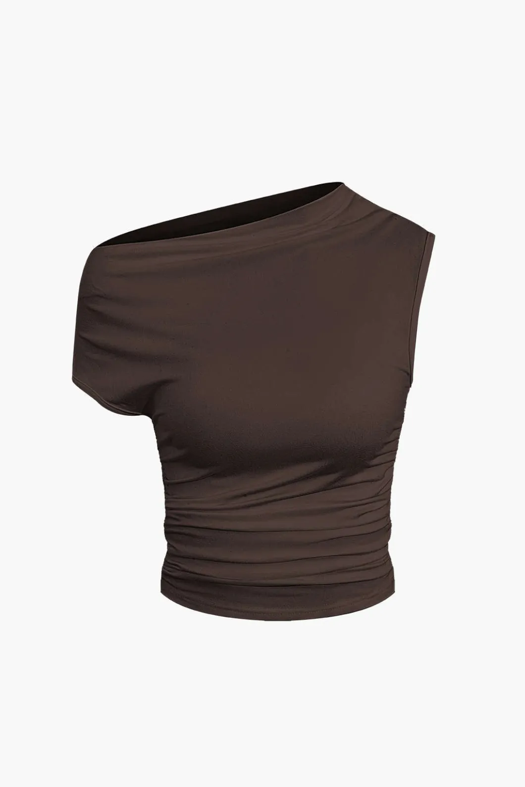 Basic Asymmetrical Ruched Crop Top And Tie Mini Skirt Set>MICAS Hot