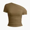 Basic Asymmetrical Ruched T-shirt>MICAS New