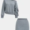 Basic Asymmetry Long Sleeve Top And Skirt Set>MICAS Outlet