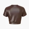 Basic Faux Leather Cropped Tee>MICAS Discount