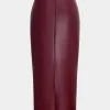 Basic Faux Leather Slit Skirt>MICAS Best