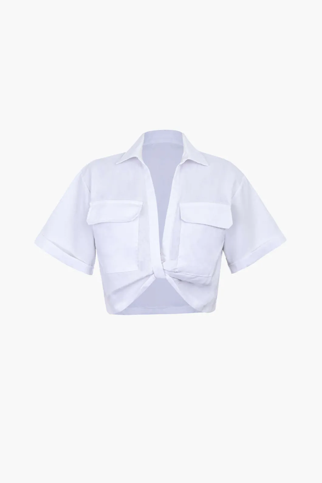 Basic Flap Pocket Twist Hem Shirt>MICAS Fashion