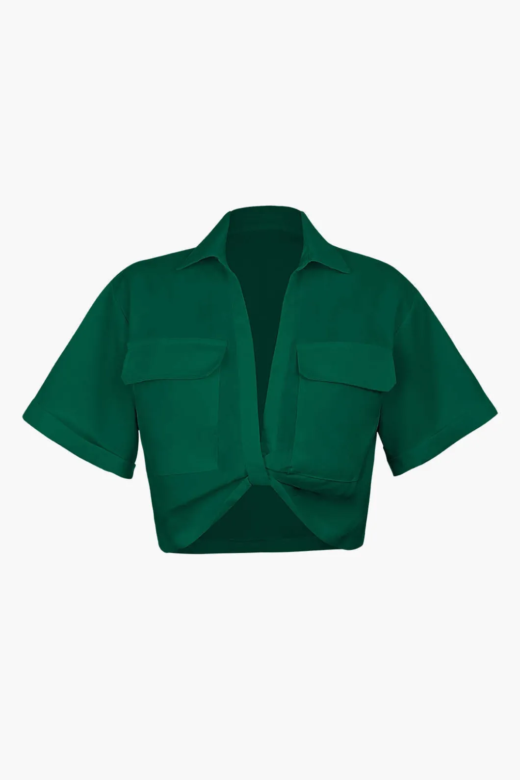 Basic Flap Pocket Twist Hem Shirt>MICAS Fashion