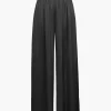 Basic Heavy Satin High Waisted Wide Leg Pants>MICAS Fashion