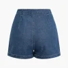 Basic High Waist Denim Shorts>MICAS Fashion