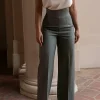 Basic High-Waisted Wide Leg Trousers>MICAS Hot