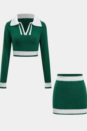 Basic Knit Contrast Skirt Set>MICAS Best
