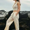 Basic Linen Drawstring Wide Leg Pants>MICAS New