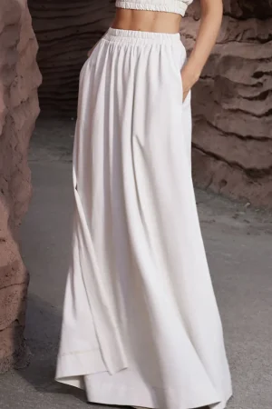 Basic Linen High Waist Maxi Skirt>MICAS Discount