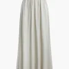 Basic Linen High Waist Maxi Skirt>MICAS Discount