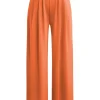 Basic Solid Crop T-shirt And Pleated High Waist Wide Leg Pants Set>MICAS Fashion