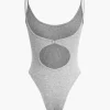 Basic Solid Cut Out Bodysuit>MICAS Hot