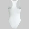Basic Solid Deep-V Neck Bustier Bodysuit>MICAS Best