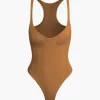 Basic Solid Deep-V Neck Bustier Bodysuit>MICAS Best