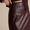 Basic Solid Faux Leather Midi Skirt>MICAS Outlet