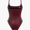 Basic Solid Faux Leather Bodysuit>MICAS Fashion