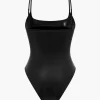 Basic Solid Faux Leather Bodysuit>MICAS Fashion