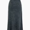Basic Solid High-Waisted Mermaid Sweater Skirt>MICAS Fashion