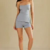 Basic Solid Knit Split Strapless Top And Shorts Set>MICAS Outlet
