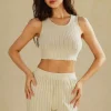 Basic Solid Knit Tank Top And High Waist Pants Set>MICAS Online