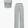 Basic Solid Knit Tank Top And High Waist Pants Set>MICAS Online