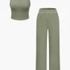Basic Solid Knit Tank Top And High Waist Pants Set>MICAS Online
