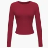 Basic Solid Round Neck Long Sleeve Top>MICAS Clearance