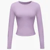 Basic Solid Round Neck Long Sleeve Top>MICAS Clearance