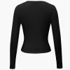 Basic Solid Round Neck Long Sleeve Top>MICAS Clearance