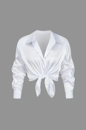 Basic Solid Satin Long-Sleeve Shirt>MICAS Sale