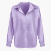 Basic Solid Satin Long-Sleeve Shirt>MICAS Sale