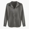 Basic Solid Satin Long-Sleeve Shirt>MICAS Sale