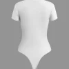 Basic Solid T-shirt Bodysuit>MICAS New