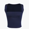 Basic Square Neck Cropped Tank Top>MICAS Clearance