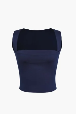 Basic Square Neck Cropped Tank Top>MICAS Clearance