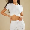 Basic Twist Hem Crop T-shirt>MICAS Outlet