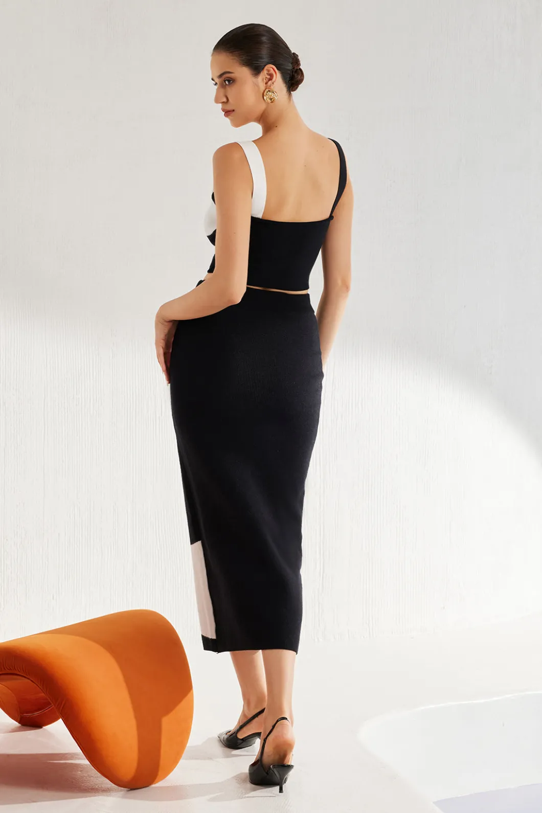 Basic Zebra Print Knit Cami Top And Skirt Set>MICAS New