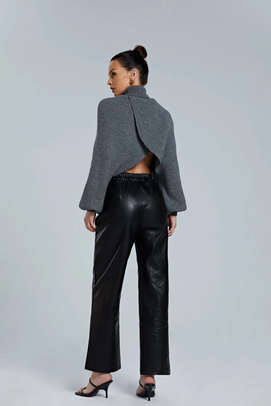 Batwing Sleeve Turtleneck Crop Sweater>MICAS Online
