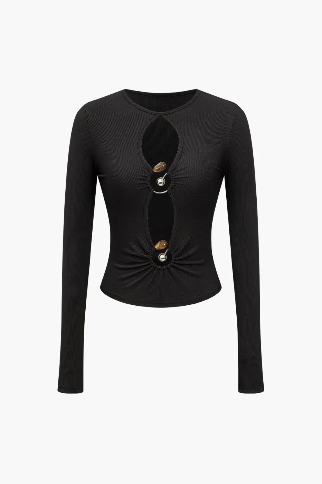 Bead Detail Cut Out Long Sleeve Top>MICAS Discount