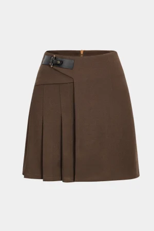 Belted Pleated High Waist Skirt>MICAS New