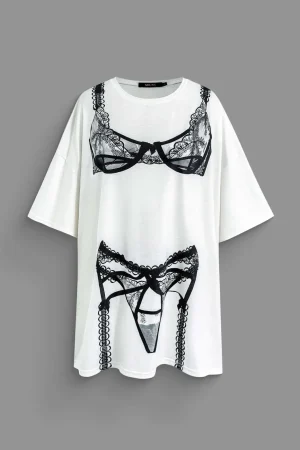 Bikini Print Round Neck Mini T-shirt Dress>MICAS Best