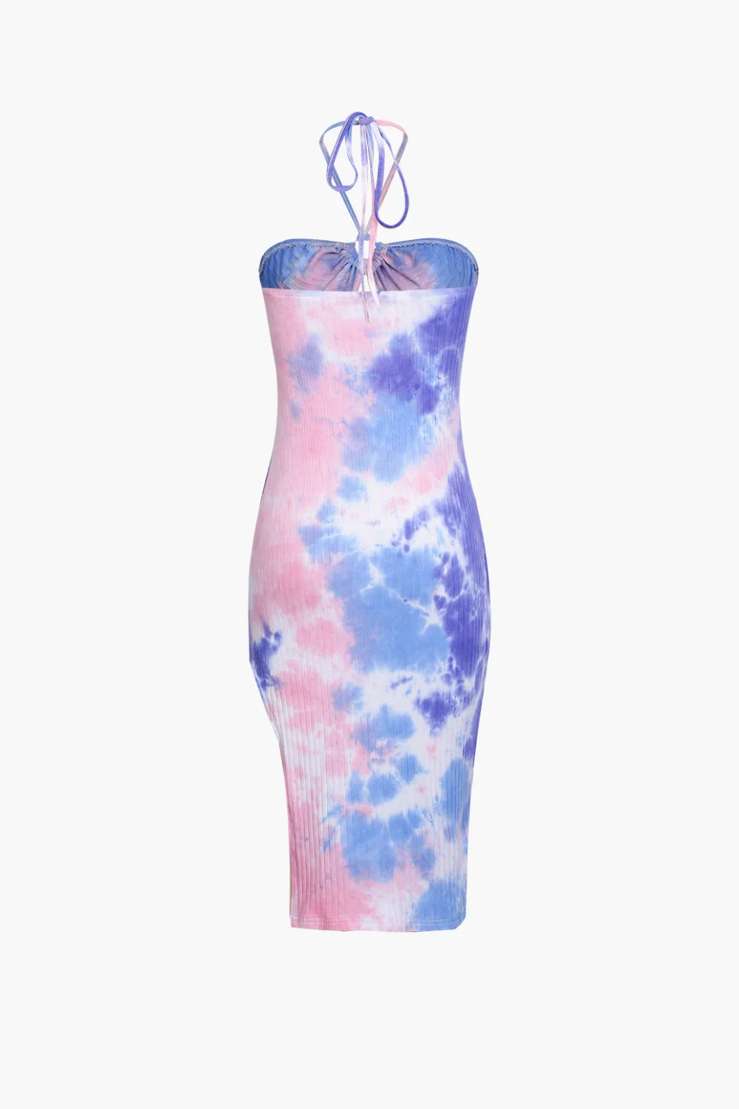 Blue Tie Dye Halter Neck Midi Dress>MICAS Hot