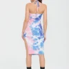 Blue Tie Dye Halter Neck Midi Dress>MICAS Hot
