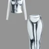 Body Print Long Sleeve Top And Maxi Skirt Set>MICAS Fashion