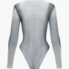Body Print Mesh Long Sleeve Bodysuit>MICAS Clearance