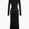 Body Print Turtle Neck Long Sleeve Maxi Dress>MICAS Clearance